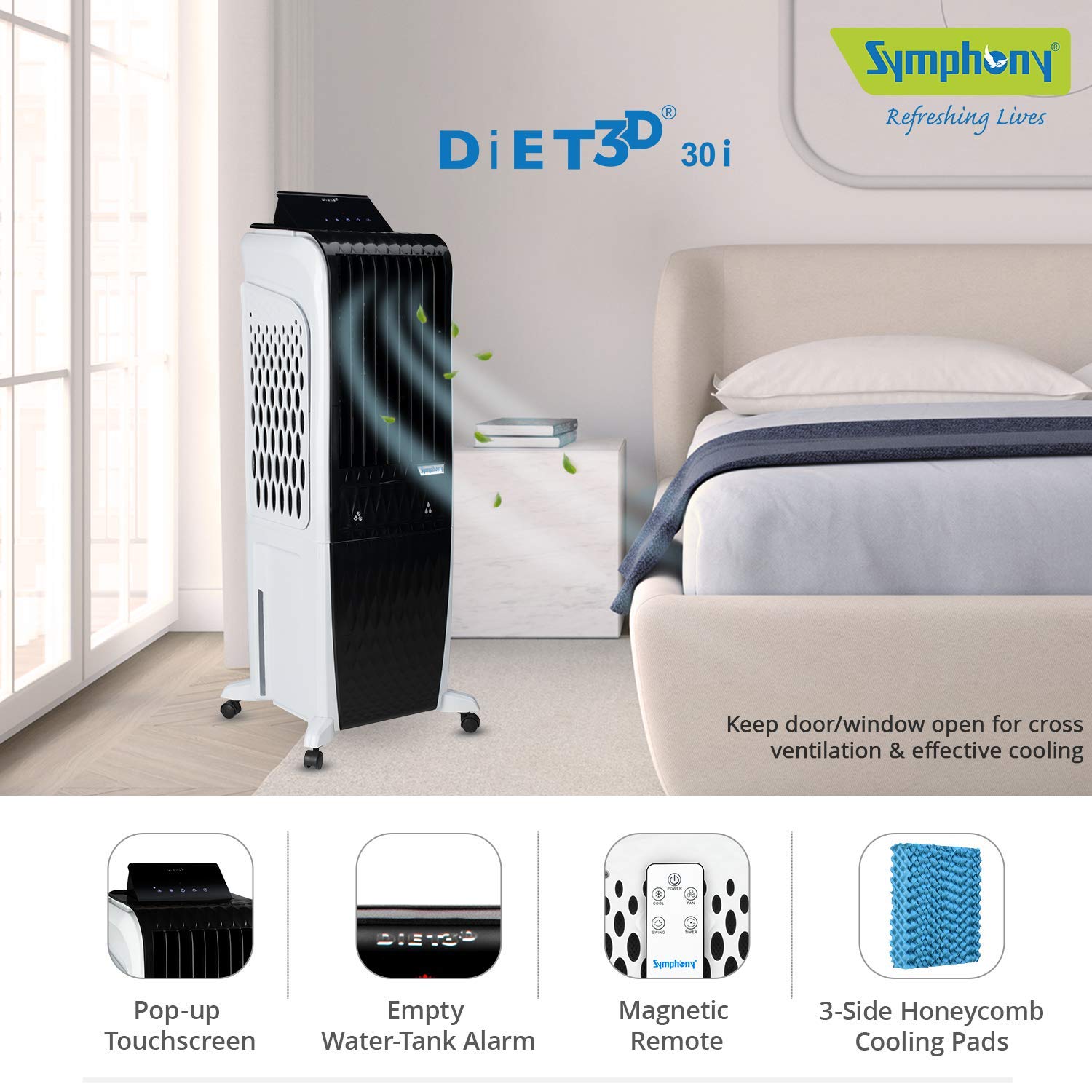 Symphony Diet 3D 30i Personal Tower Air Cooler 30-litres 